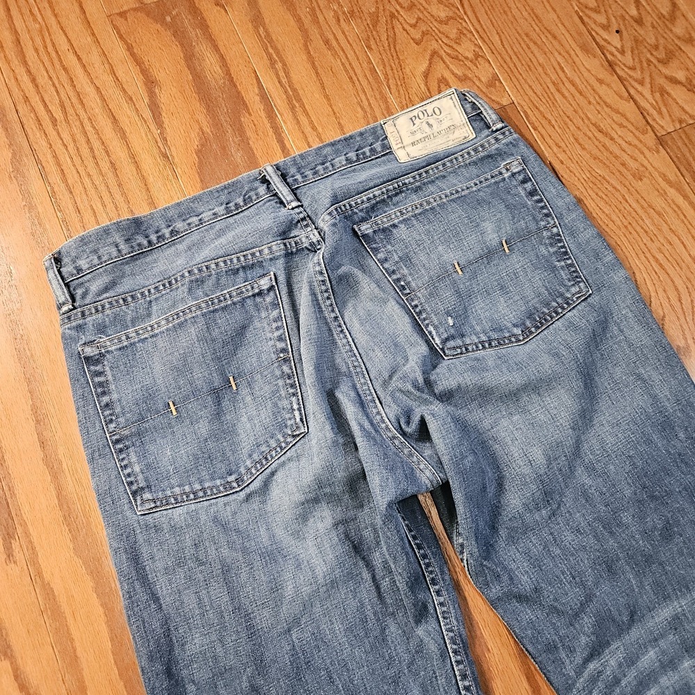 Polo Ralph Lauren Mens Straight Leg Distressed Medium Wash Denim Jeans 36x30 - Picture 2 of 11